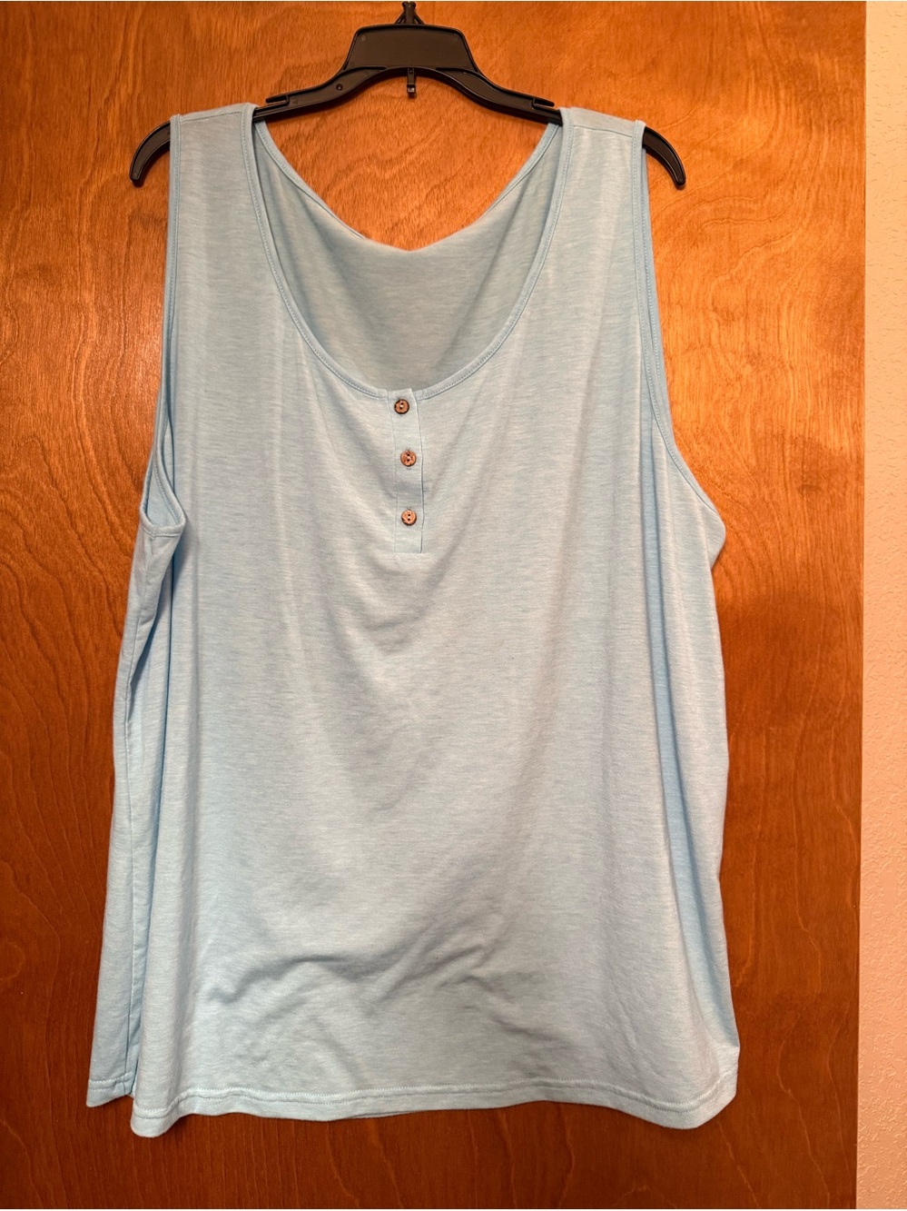 Women’s Light Blue Henley Tank Top with Button Placket